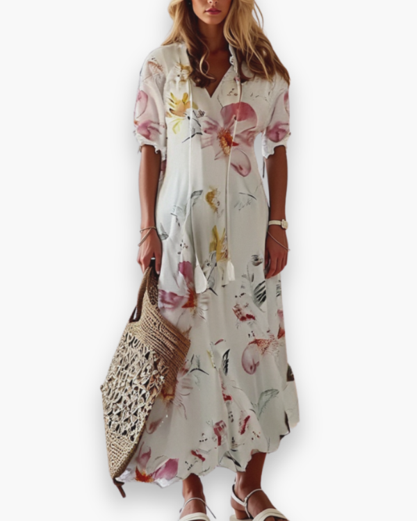 Długa Sukienka Damska Boho | Letnia Elegancja – Beżowy