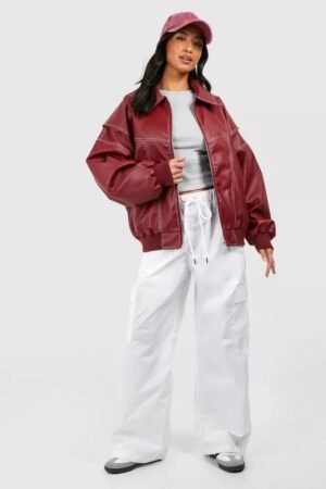 Damska Kurtka Oversize – Czerwona – Czerwony