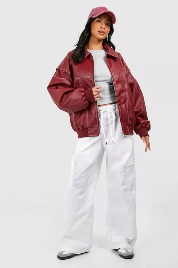 Damska Kurtka Oversize – Czerwona – Czerwony