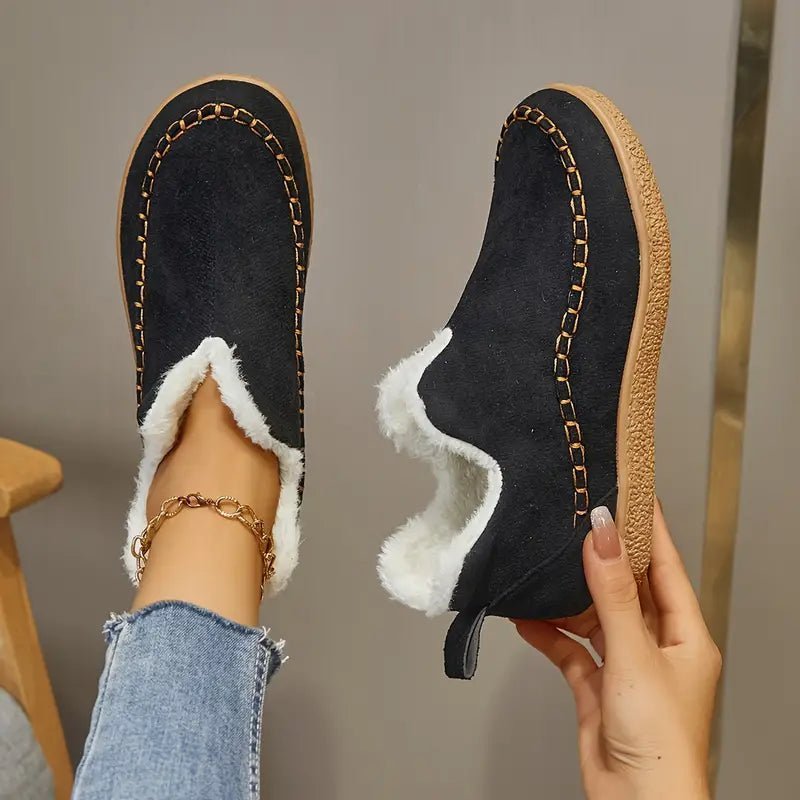 Damskie Botki Wsuwane Fleece | Ciepło i Komfort – Czarny