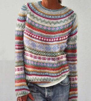 Ciepły sweter damski - Elegancki styl na jesień – Niebieski