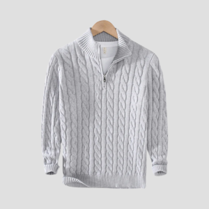Klasyczny Sweter Męski - Warkoczowy Splot | Ponadczasowa Elegancja – Szary