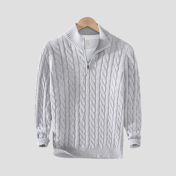 Klasyczny Sweter Męski - Warkoczowy Splot | Ponadczasowa Elegancja – Szary