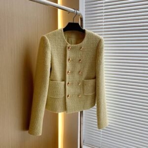Damski Blazer Tweedowy | Elegancki i Ponadczasowy – Żółty