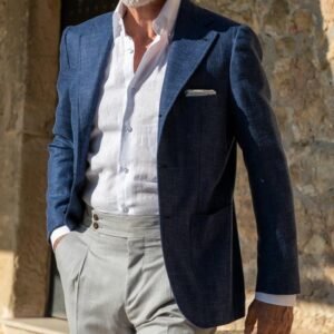 Męski Blazer Slim Fit - 2 Guziki – Ciemnoniebieski