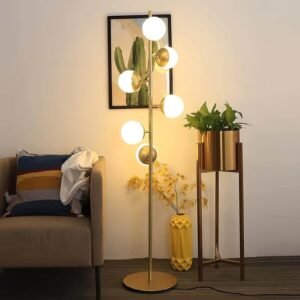 Nowoczesna Lampa Stojąca LED - Designerska do Wnętrz – Złoty